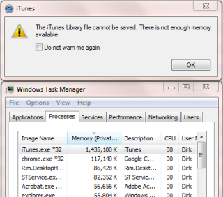 iTunes memory usage